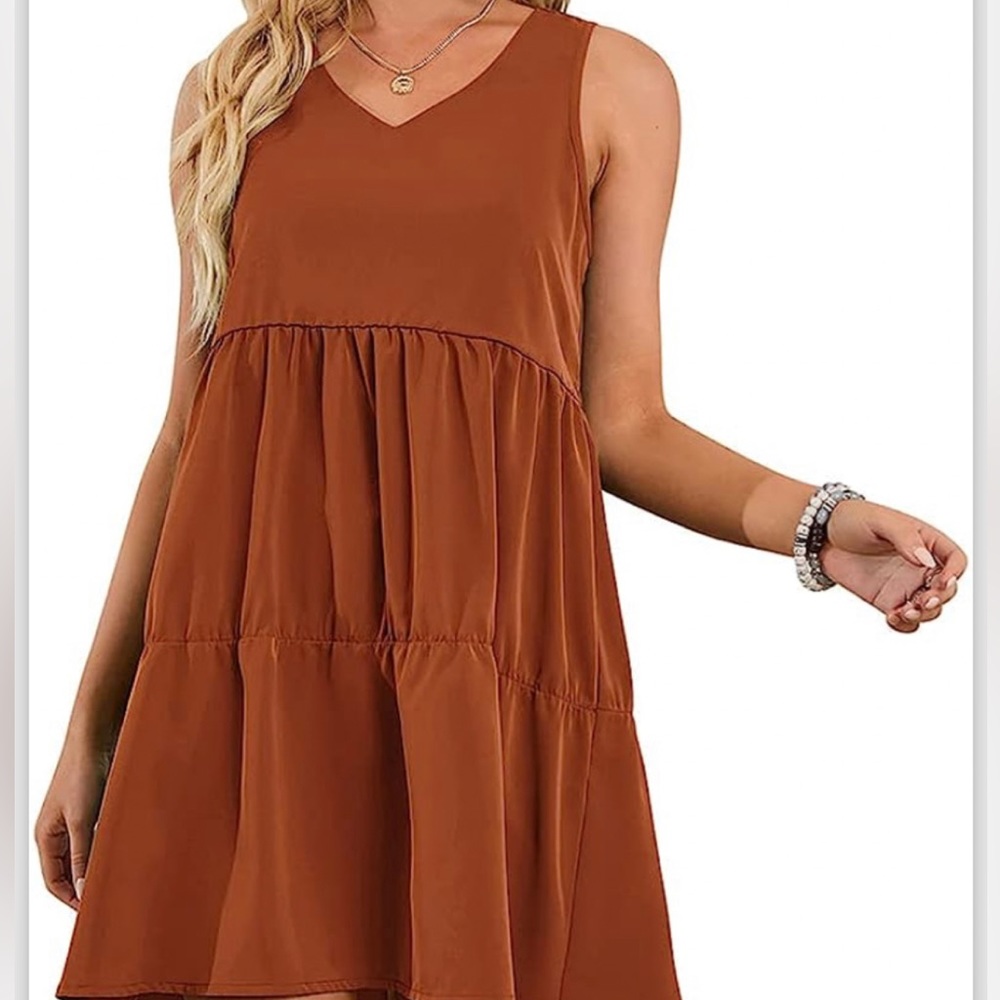 WANGRENL Women Tunic Dress V Neck Shift Dress sleeveless